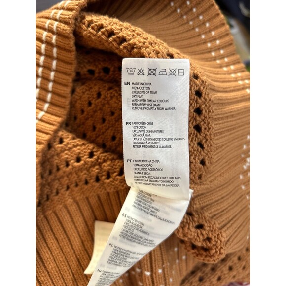 Varley Women’s Fox Knit Crochet Crew Neck Sweater in Almond Size M NWT - Picture 8 of 10